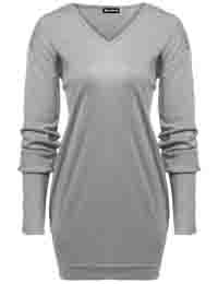 Bluetime Womens V Neck Long Sleeve Casual Tunic Tops Loose Shirts with Pockets